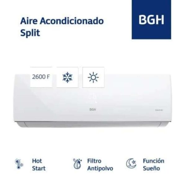Aire acondicionado BGH, frío/calor, modelo ON/OFF, 2650 frigorías.