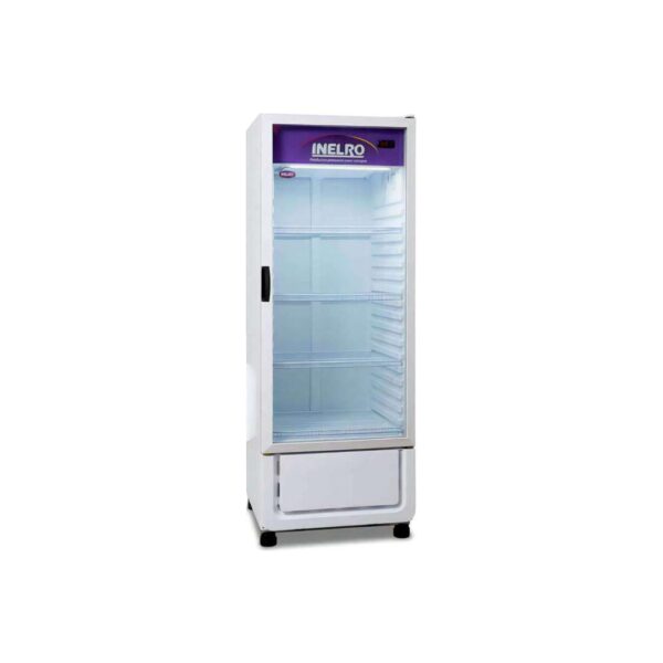 Exhibidora vertical Inelro 390 L — sin cenefa, puerta de doble vidrio