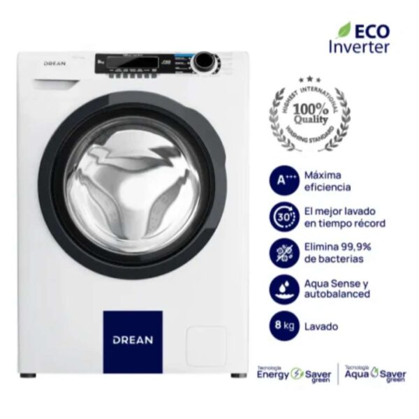 Lavarropas Drean 8 kg 1400 RPM Bco Inverter