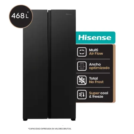 Heladera Hisense Negra 468 Lts Side By Side