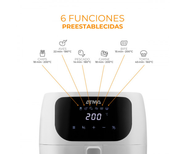 Freidora de aire Atma 6,5 litros blanca