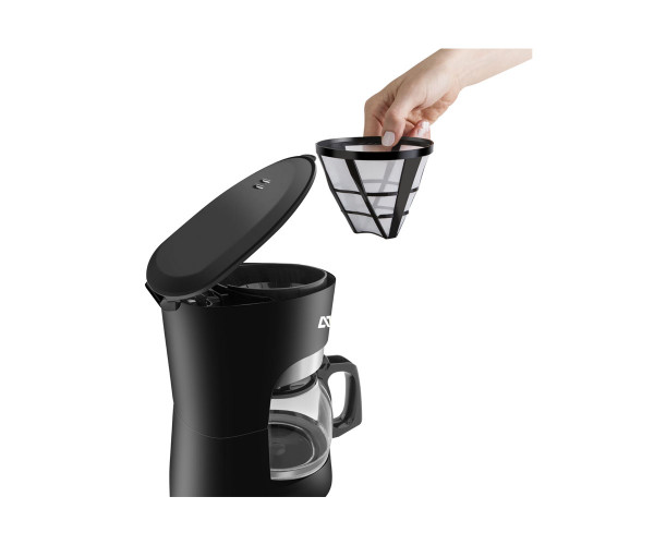 Cafetera Atma de filtro, 1,25 litros, color negra.