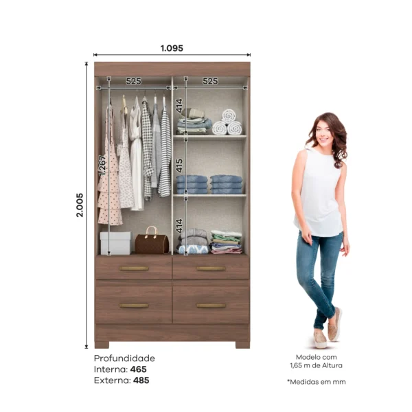 Placard 2 puertas / 4 cajones