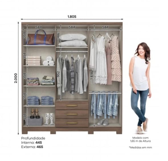 Placard 6 puertas / 3 cajones
