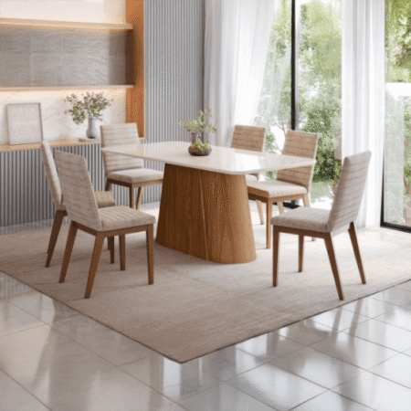 Mesa Henn Olivia 1,60 x 0,90 mts con vidrio