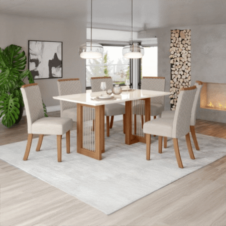 Mesa Henn Yara 1,60 x 0,90 mts con vidrio
