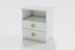 Mesa de luz blanco/verde, 2 cajones