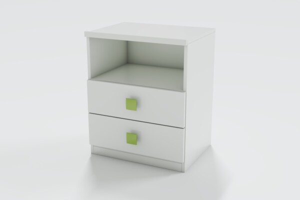 Mesa de luz blanco/verde, 2 cajones