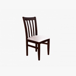 Silla de madera color wengue con respaldo vertical