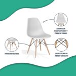Silla plástica color blanco con patas de madera