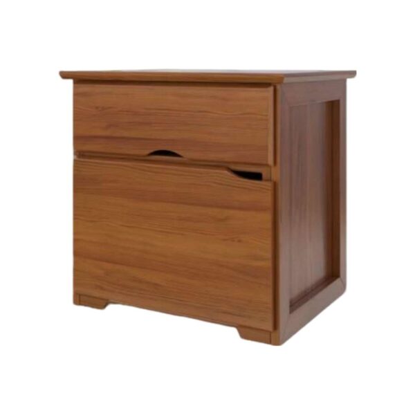 Mesa de luz castaño con cajón y puerta