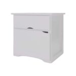 Mesa de luz blanca con cajón y puerta