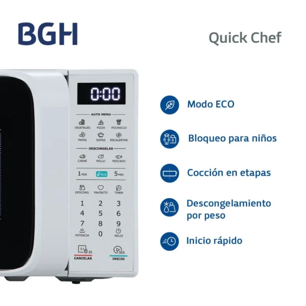 Microondas BGH 20 litros digital blanco