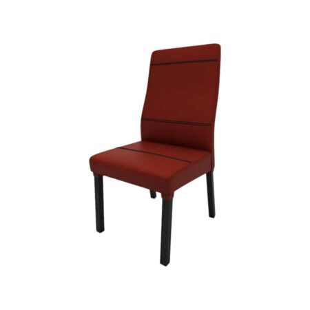 Silla de lino color rojo con patas enfundadas
