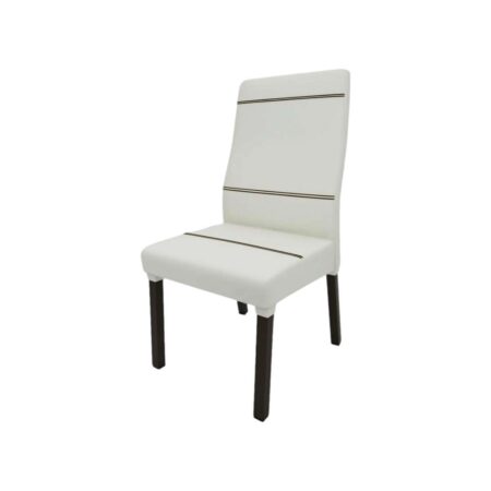 Silla de cuero color tiza con patas enfundadas