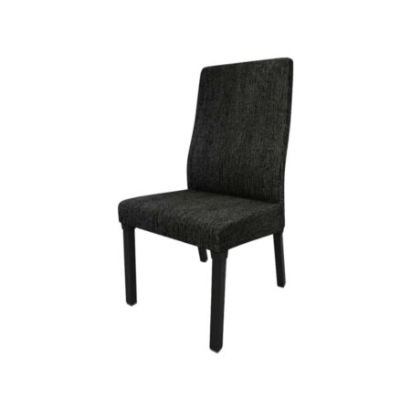 Silla de lino color gris con patas enfundadas