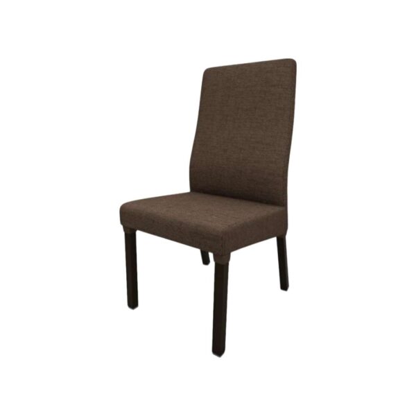 Silla de lino color chocolate con patas enfundadas