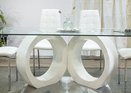 Mesa rectangular con tapa de vidrio – 2,00 m