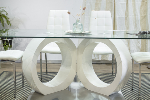 Mesa rectangular con tapa de vidrio – 2,00 m