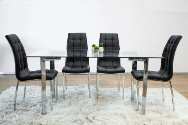 Silla tapizada gris velvet con patas metálicas (venta por 6 unidades)