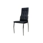 Silla con asiento negro y patas cromadas