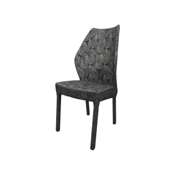 Silla con tapizado de hojas color gris
