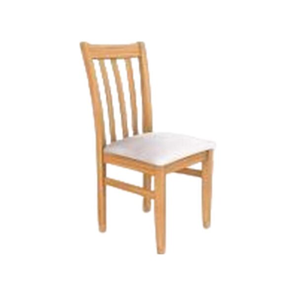 Silla de madera color miel con respaldo horizontal