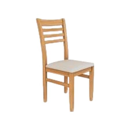 Silla de madera color miel con respaldo vertical