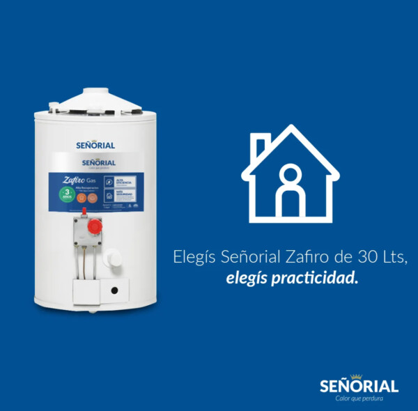 Termotanque Señorial 30 Lts C/Dual MG Gas Zafiro 33000