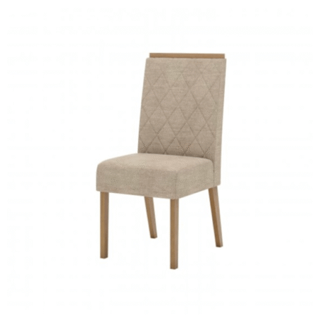 Silla de madera color nature con tapizado crema