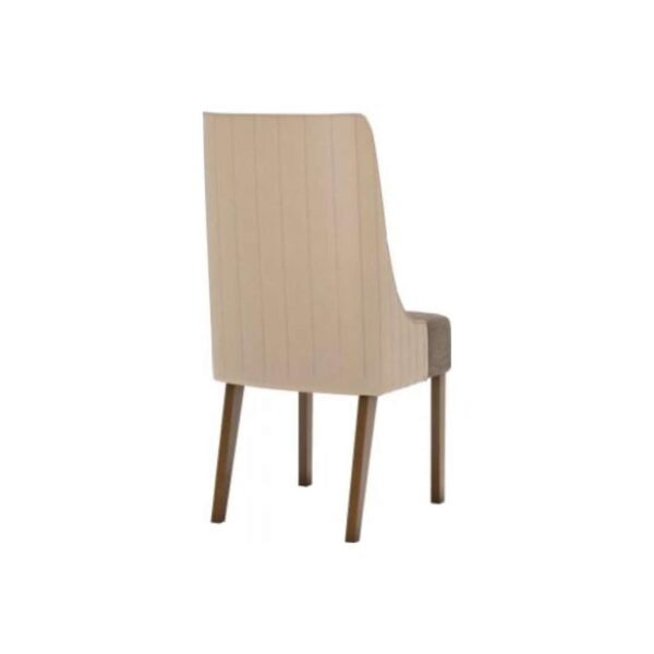 Silla de madera color nature con tapizado corano beige y cacao