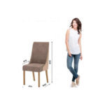 Silla de madera color nature con tapizado corano beige y cacao