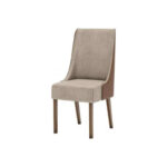Silla de madera color nature con tapizado corano beige y cacao