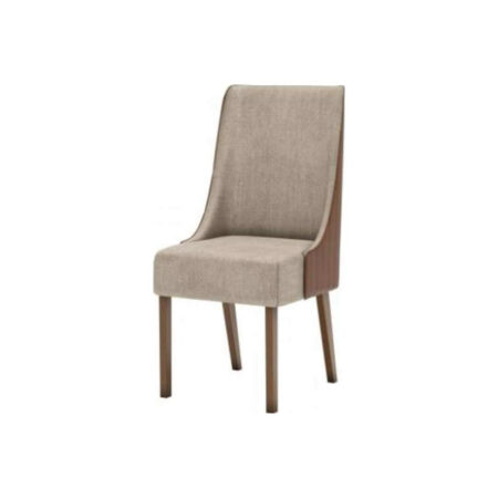 Silla de madera color nature con tapizado corano beige y cacao