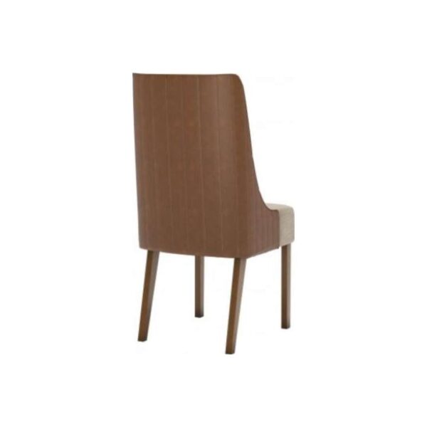Silla de madera color nature con tapizado corano beige y cacao