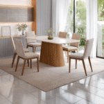 Mesa con vidrio nature / off white
