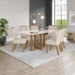Mesa con vidrio nature / off white