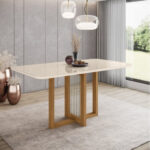Mesa con vidrio nature / off white