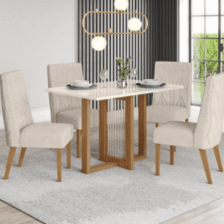 Mesa con vidrio nature / off white