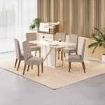 Mesa Andy con vidrio off white