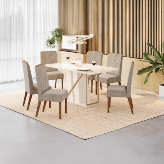 Mesa Andy con vidrio off white