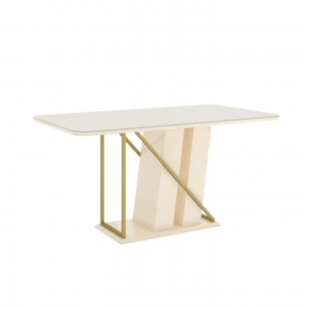 Mesa Andy con vidrio off white