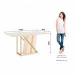 Mesa Andy con vidrio off white