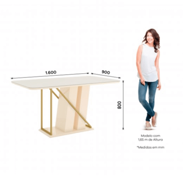 Mesa Andy con vidrio off white