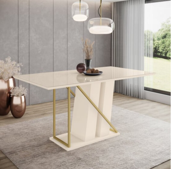 Mesa Andy con vidrio off white