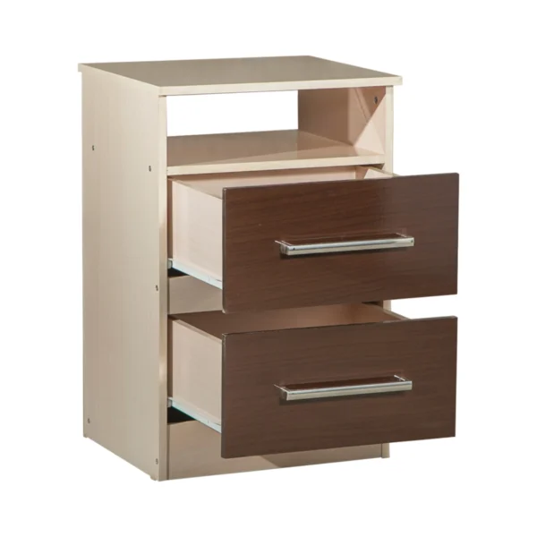 Mesa de luz – 2 cajones, Negro/Blanco