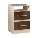 Mesa de luz – 2 cajones, Negro/Blanco