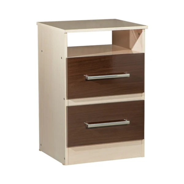Mesa de luz – 2 cajones, Negro/Blanco
