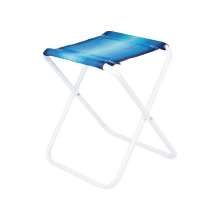 Banquito plegable de caño con tela de rafia