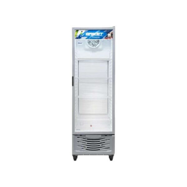 Exhibidora vertical Briket Master 4300 — 417 L, con cenefa inferior